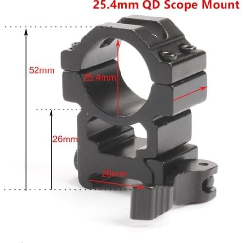 2PCS Tactical QD 25.4mm Rifle Scope Mount Weaver Barrel Adapter 20mm Picatinny Rail Riflescope Hunting Rifle Scope Accessories