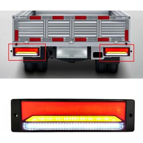 2pcs Waterproof LED Trailer Truck Combination Brake Stop Light 4 In1 Neon Tail Light Flowing Turn Signal Light Reverse Lamps