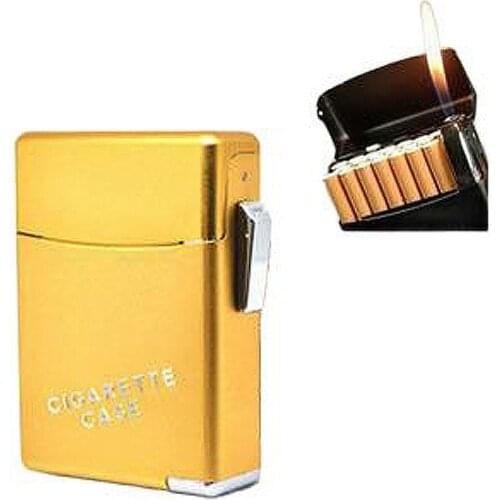 20 Cigarettes) Automatic Metal Cigarette Case With Gas Inflatable Lighter MenS Cigarette Box