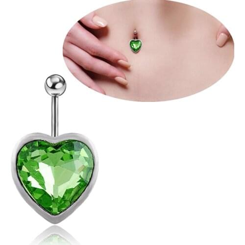 2017 Rhinestone Heart Piercing Belly Button Ring Barbell Piercing Ring Body Jewelry Summer Style Women Body Chains Plug,Pircing