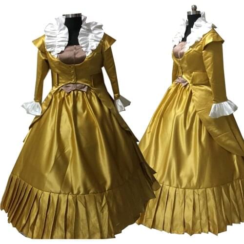 2020 New gold victorian Halloween Cosplay dress Colonial Georgian Renaissance Gothic Historical dress D-542