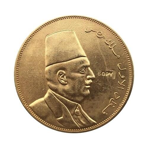24-K Gold plated Egypt 1922 - Fuad I Kingdom gold Coin copy 36MM