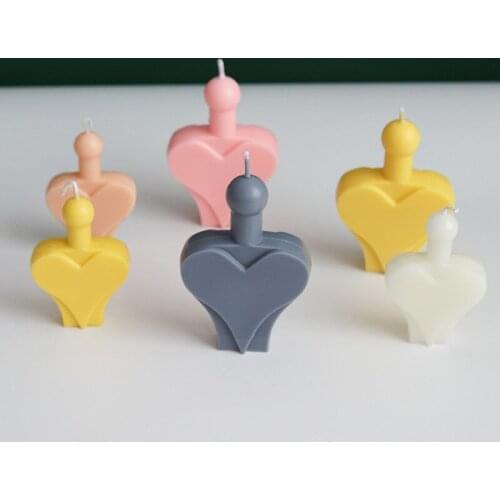 3D Love Heart Shape Acrylic Candle Mold Handmade Soap Durable Plastic Molds DIY Candle Plaster Crafts Home Decoration
