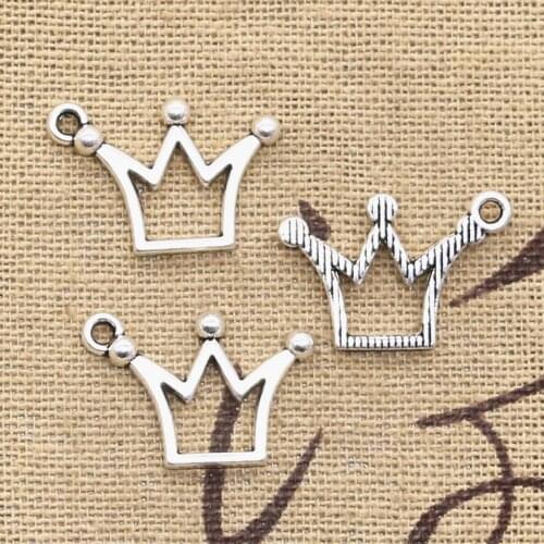 40pcs Charms Crown 20x13mm Antique Silver Color Plated Pendants Making DIY Handmade Tibetan Silver Color Jewelry