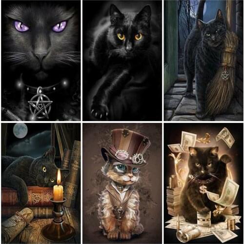 EverShine Diamond Mosaic Cat Picture Rhinestones Wall Art Diamond Painting Animal Bead Embroidery Handmade Hobby Gift Home Decor