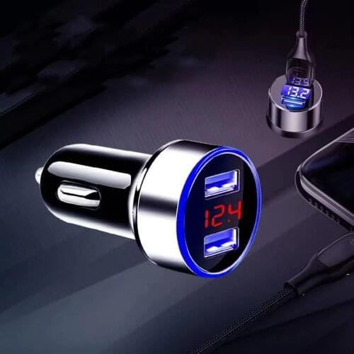 QC3.0+3A Dual USB Car Charger LCD Display 12-24V Cigarette Socket Lighter Fast Charger Power Auto USB Adapter Upgraded