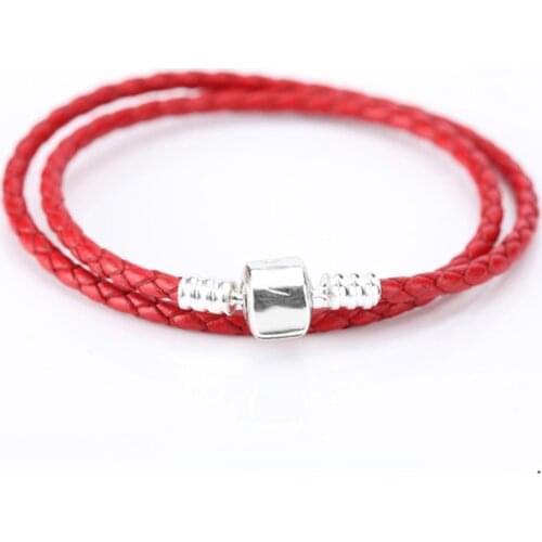 925 Sterling Silver Red Braided Double-Leather Charm Bracelet with Clip For Women Fashion Elegant Bracelet Jewelry Gift