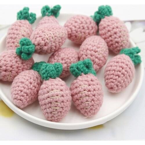 DIY Baby Pacifier Chain Accessories Handmade Crochet Carrot Knitting Wool Beads Infant Newborns Teether Toy