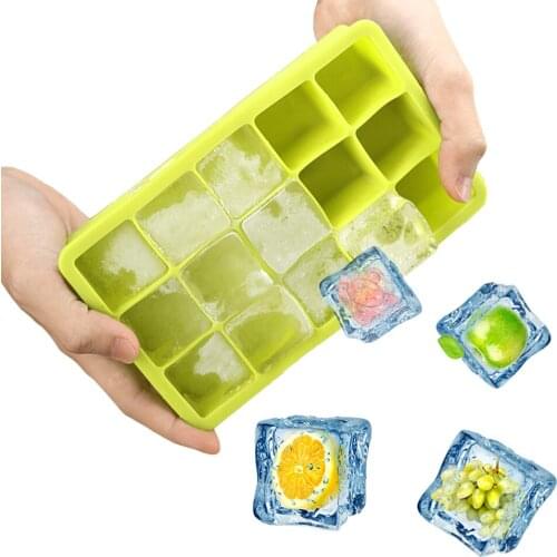 15-Hole DIY Ice Mold Whisky Ice Tray Ice Cream Maker Chocolate Mould With Lid Square Shape Silicone Ice Cube Mold