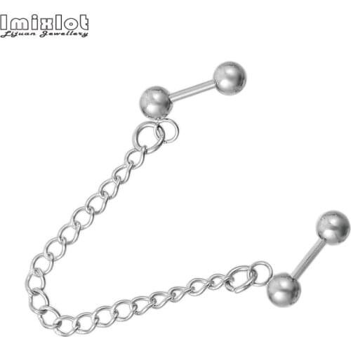 Imixlot 1pc Boho Long Tassel Earrings Ear Piercing Double Barbell Earrings Cartilage Piercing Helix Piercing Tragus Stud