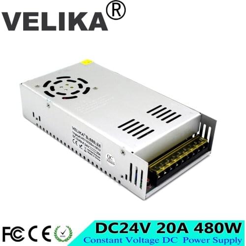 Switching Power Supply DC 24V 20A 480W Single Output LED Power Supply Transformer 220v 110v AC to DC24V SMPS for cctv led light