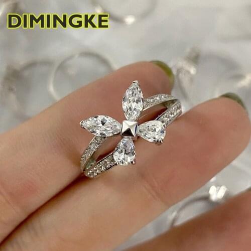 DIMINGKE Super Flash Diamond Butterfly Ring S925 Sterling Silver Jewelry Wedding Party Girl Gift Friend Birthday Gift