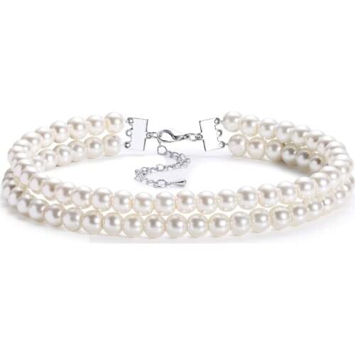 HOWAWAY Round Imitation Pearl Choker Necklace Multi Strands Choker 20s Flapper Necklace Accessories for Gatsby Themed Party