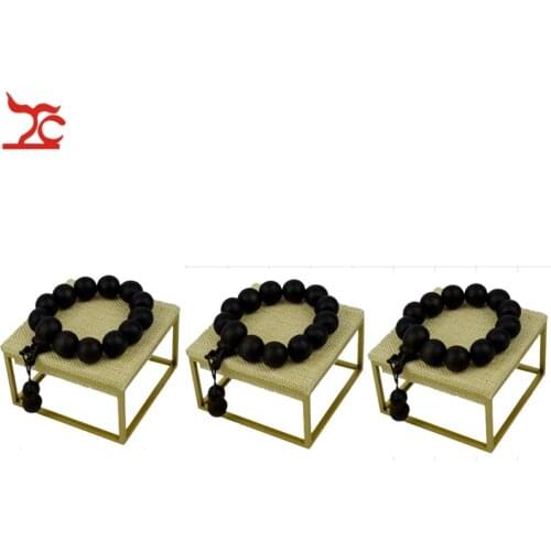 Kit of 3Pcs 304 Stainless Steel With Beige Linen Jewelry Store Display Holder Window Display Stand Frame 9*9*5CM