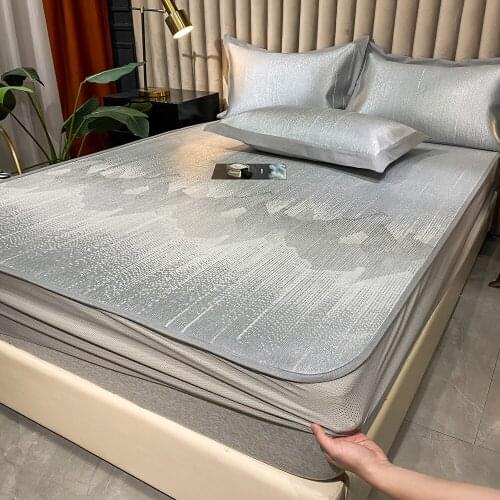 Summer Bedding Set 3pcs Luxury Cooling Fiber Bed Sheets Set Breathable Fitted Bed Soft Bedspread Bedding