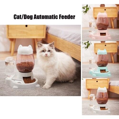 2.2L Pet Dog Cat Automatic Feeder Bowl for Dogs Drinking Water 528ml Bottle Kitten Bowls Slow Food Feeding Container Supplies