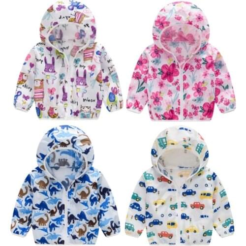 2020 Cute Baby Girl Jacket Boy Hooded Coat Sunscreen Baby Boys Girls Long Sleeved Summer Sun Protection Kids Clothes Outwear