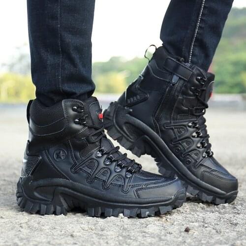 Military Ankle Boots Men Outdoor Genuine Leather Tactical Combat Man Boots Army Hunting Work Boots For Men 2021 chuteira campo