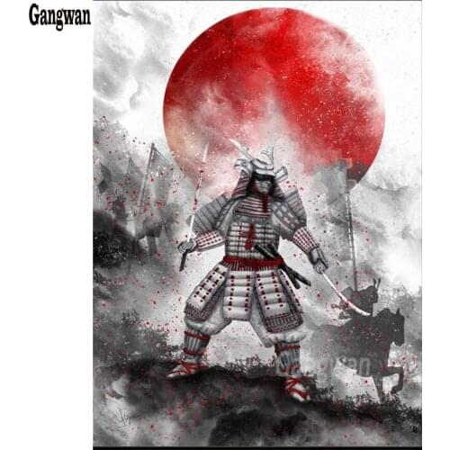 Japanese warrior 5D DIY square Diamond Painting war landscape cross stitch kits Full square round Drill Home Decoration icon new
