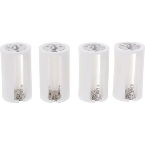 OOTDTY 4Pcs 3 AA To D Size Battery Holder Converter Adapter Switcher Plastic Case Box