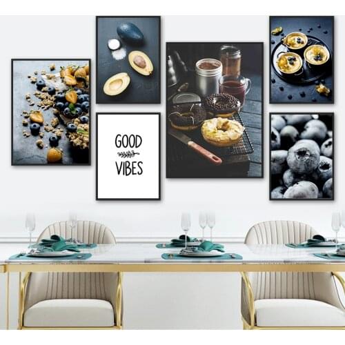 Donut Coffee Avocado Egg Tart Fruit Food Wall Art Canvas Painting Nordic Posters And Prints Wall Pictures For Living Room Decor