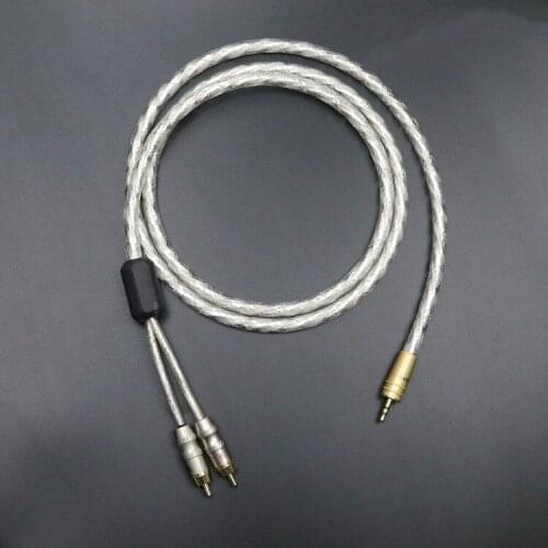 LITON silver plated double shield with filter ring 3.5mm to 2RCA double lotus head one point two audio cable