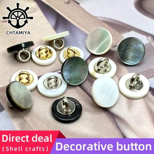 Natural Shell Sewing buttons for clothing Shell surface with metal Round base Ladies' shirts with hand sewn Accessories Buttons