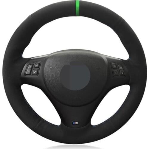 Hand-Stitched Car Steering Wheel Cover Black Genuine Leather Suede For BMW M Sport M3 E90 E91 E92 E93 E87 E81 E82 E88 X1 E84