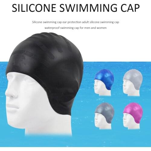 Men Women Silicone Rubber Swimming Cap 3D Ergonomic Design Ear Pockets for Adult Waterproof Swim Caps Hat Swimming
