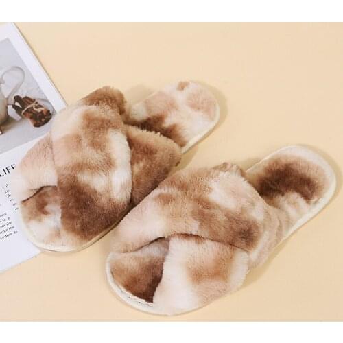 Women 2021 NEW Autumn and winter Casual Fuzzy Slippers Female flip flops Fluffy Slipper Ladies Soft Plush House Slippers