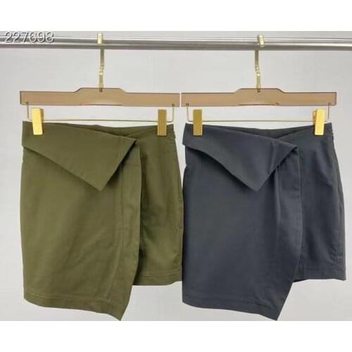 2021 New Fashion Skirt Preppy Style High Waist Asymmetrical Ladies Mini Skirts Runway Design Autumn Cotton Solid Skirt