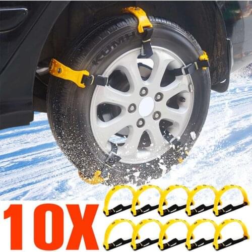 10pcs Winter Car Tire Snow Chains Adjustable Anti-skid Chain Safety Double Snap Skid Wheel TPU Chains For Truck Car SUV Off-road
