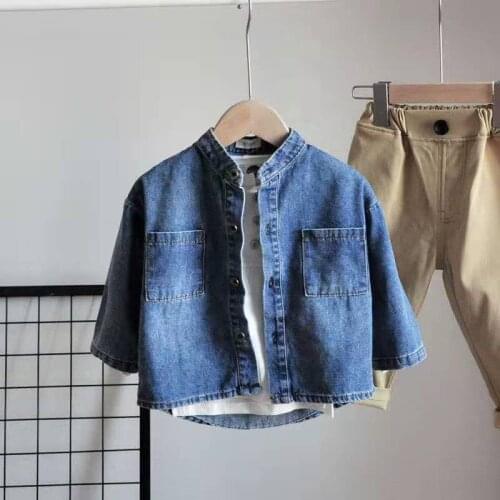 2021new baby boys and girls denim jacket 1-7 years old kids denim coat spring and autumn baby girl coat kids jacket Large pocket