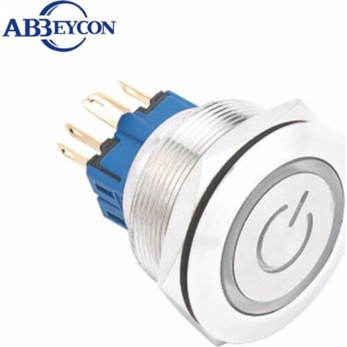 30mm flat head momenatry with ring led power logo iluminated 12V push button switch