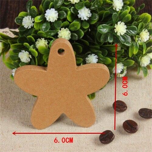 300pcs 6*6cm blank paper kraft paper five flower shaped baking tag bookmarks zakka baby clothing card/tag