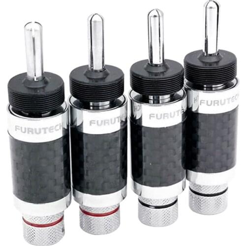4Pcs Furutech No Welding Pure Copper Rhodium-plated Carbon Fiber Y-plug / U-shaped Banana Plug