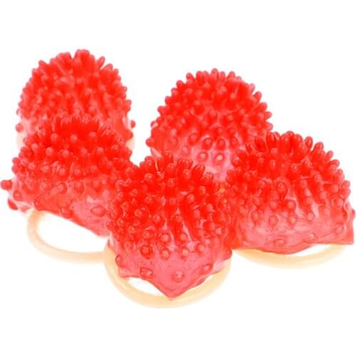 5PCS Ribbed Dotted Spike Latex Lubricated Condom Safer Sex for Men Unique Sex Products