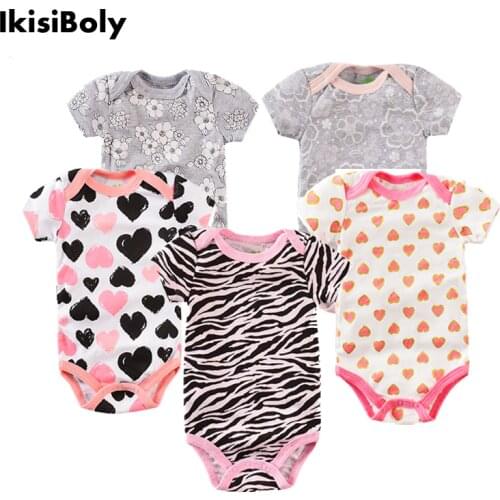 Boys' 5-Pack Short-Sleeve Bodysuit Summer Cotton Rompers for Girls Newborn Kids Cheap Unisex Factory Sale Infant Onesies 2021