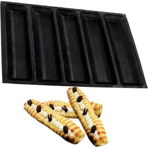 80% Hot Sale 5-Cavity Silicone Mold Baguette Shape Non-stick French Bread Baking Pan Tool Baking Accessories
