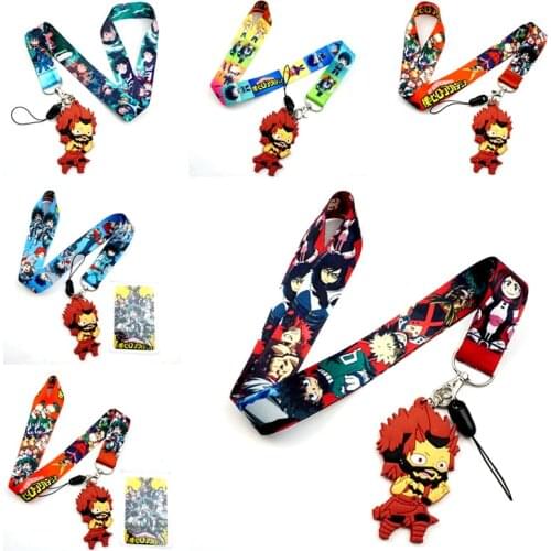 Anime Kirishima Eijiro Red Riot Unbreakable Lanyard ID Badge Holder Phone Neck Strap with Key Chain Keychain Charms Accessories