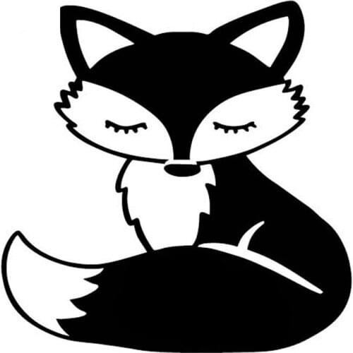 Cartoon Fox Animal Auto Sticker Shape Car Window Decoration Pvc Personality Waterproof Decal Black and White, 16cm * 16cm