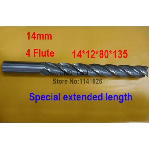 Free shipping 1pcs 14mm 4 Flute HSS & Special extended length Aluminium End Mill Cutter CNC Bit Milling Machinery Cutting tools