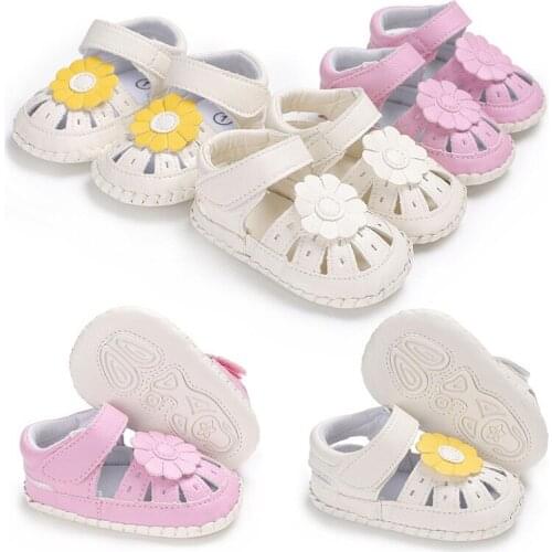 2020 Newborn Infant Baby Girls Sandals Prewalker Soft Sole Hollow Princess Summer Flower Cross PU Leather Shoes 0-18M