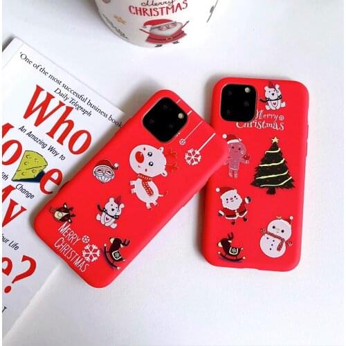 Christmas phone Case For iphone 11 Pro Max XS XR XS Max Cartoon Santa Claus elk Soft TPU Cover For IPhone 6 6s 7 8 Plus X Case