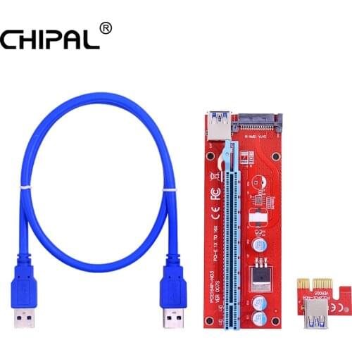 CHIPAL VER007S 0.6M PCI-E Riser Card PCI Express PCIE 1X to 16X Adapter SATA Power USB 3.0 Cable for Video Graphics Card