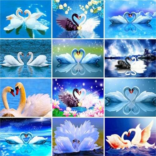 CraftArtGo 5D DIY Diamond Embroidery Swan Animal Full Square Round Rhinestone Mosaic Painting Cross Stitch Flowers Diamond Kit