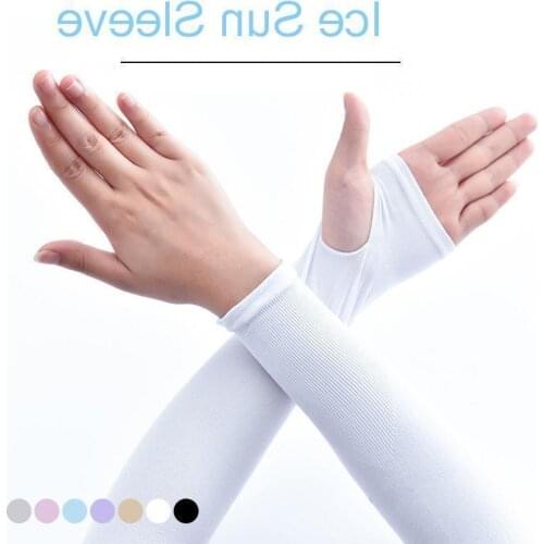 Long Gloves Sun UV Protection Hand Protector Cover Arm Sleeves Ice Silk Sunscreen Sleeves Outdoor Arm Warmer Half Finger Sleeves