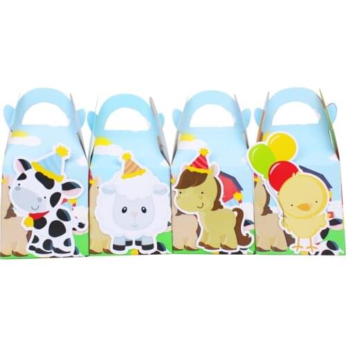Farm Animal Favor Box Candy Box Gift Box Cupcake Box Boy Kids Birthday Party Supplies Decoration Event Party Supplies