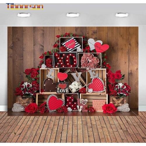 Valentines Day Photography Background Love Heart Wood Wall Happy Birthday Flower Photo Studio Backdrops Art Cloth Wedding Decor