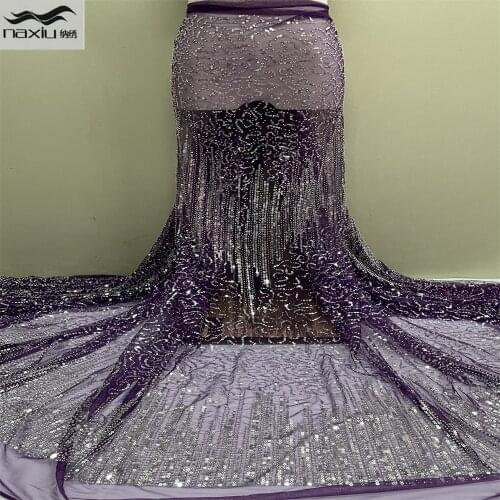 Madison French Tulle Handmade Beaded Lace Fabric 2021 High Quality Embroidery African Nigerian Wedding Lace Fabric Sewing